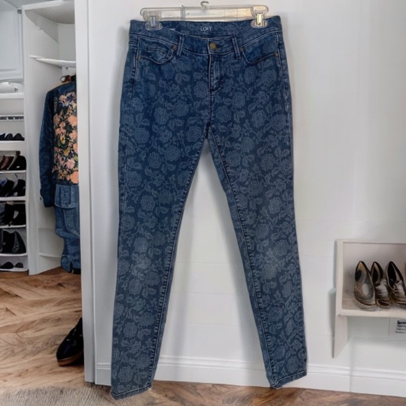 Loft Modern Skinny Floral Jeans 4 - Picture 1 of 5